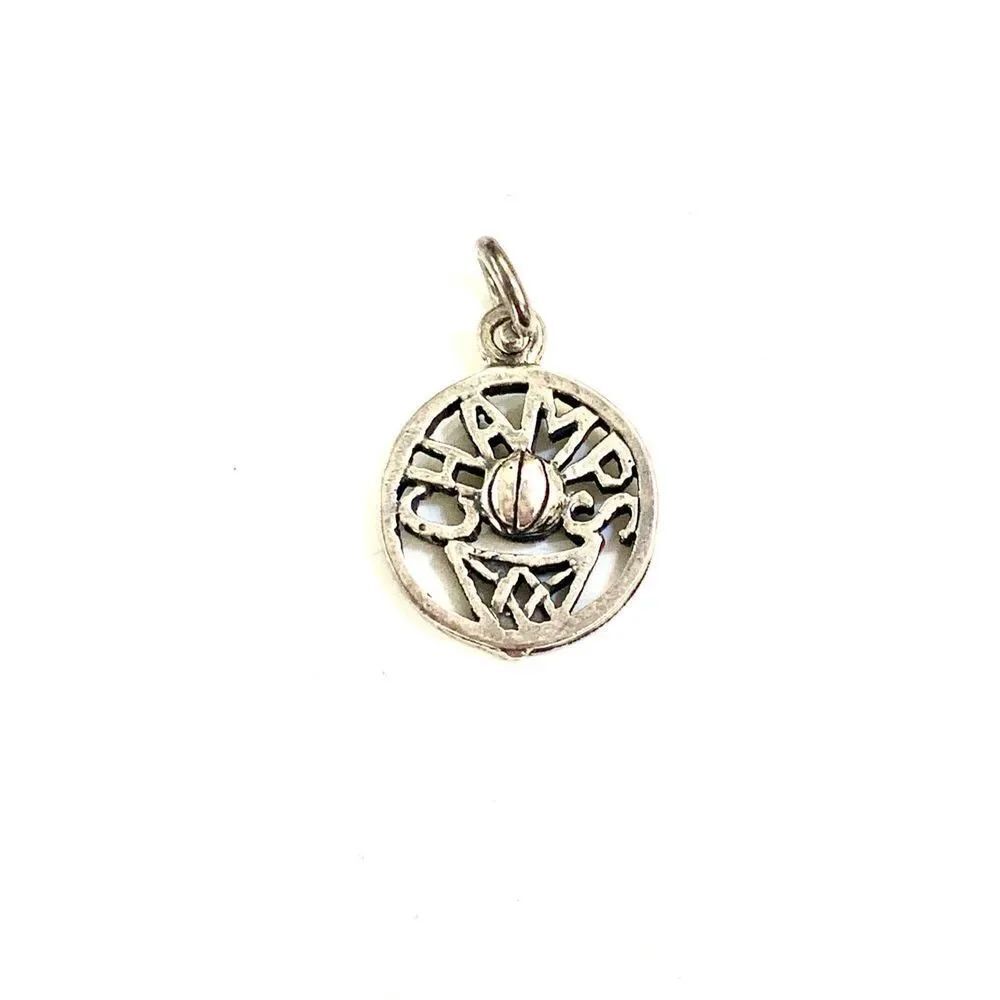 .925 Basketball Champs Sterling Silver Jewelry Charm #sports